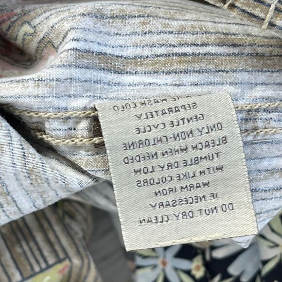 Kahala 1936 Tan/BrownTropical Stripe Print Casual Button Down Shirt Sz  … - Picture 7 of 7